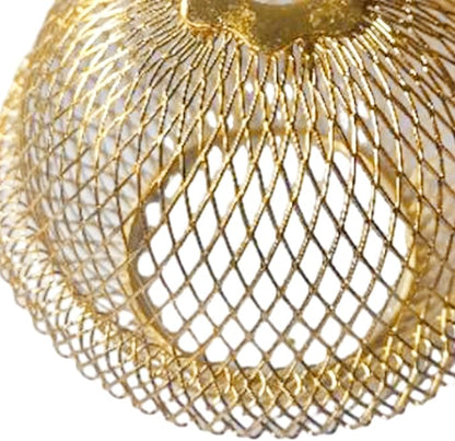 Iron Wire Lampshade Pendant Light Lamp Cover Hanging Light Fixture Retro Style Chandelier Shade Mesh Lamp Shade for Cafe Bar Home Decoration, Gold