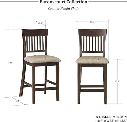 Lexicon Baronscourt 5-Piece Counter Height Dining Set (Slat Back), Dark Brown