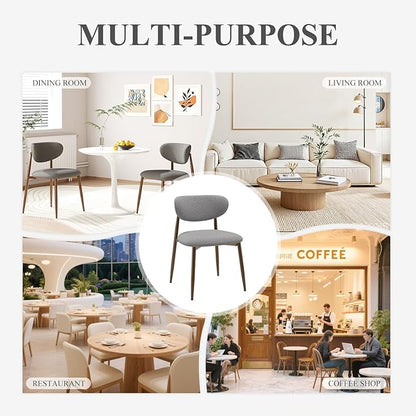 MALOL Upholstered Dining Room Chairs Set of 6, Kitchen Chairs with Metal Legs and Anti Slip Pads, Curved Back Dining Chair for Home and Restaurant Use, Light Grey