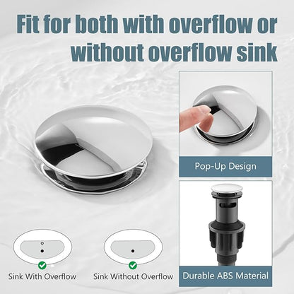 Aolemi 8 Inch 3 Holes Widespread Bathroom Sink Faucet Double Cross Handle SUS304 360 Degree Swivel Spout with Pop Up Drain Deck Mount Lavatory Mixer Tap Polish Chrome