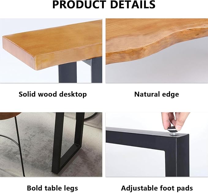 Multi-Functional Bar Height Table, Rectangular Counter Height Dining Desk, Solid Wood Bistro Table for Kitchen Island, Home Office, Window, Restaurant & Cafe