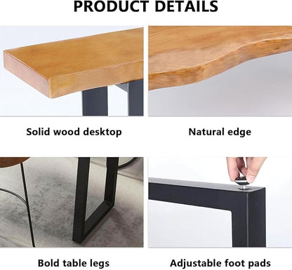 Multi-Functional Bar Height Table, Rectangular Counter Height Dining Desk, Solid Wood Bistro Table for Kitchen Island, Home Office, Window, Restaurant & Cafe