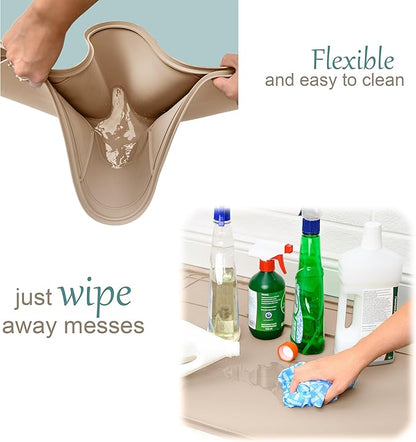 The Original Under Sink Mat - Silicone Waterproof mat, Trimmable, Easy to Clean, Kitchen cabinet liner, Under sink protector mats, Drip Tray with Lip - 34" x 22" or smaller - Beige