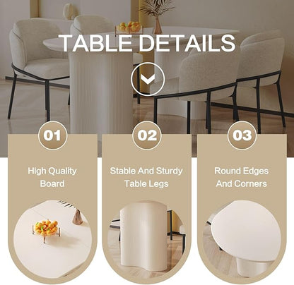 Dining Table Set for 6, Modern Kitchen Table with 6 Chairs, Dining Room Table Set for Kitchen,Dining Room,Home & Office (62.99" White Table with 6 Chairs)