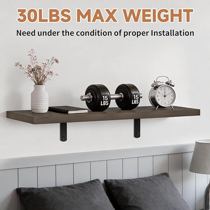 Easy Install Floating Shelves, 15.7 Inch Wall Mounted Wood Shelf,Hanging Shelf for Home Decor, Books and Storage, Small Organizer for Bedroom, Bathroom, Kitchen, Set of 3, Vintage Brown