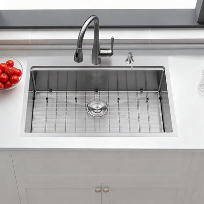 33x22 Drop in Kitchen Sink, SUS304 Stainless Steel Top Mount Workstation Sink, 16 Gauge Brushed Nickel Single Bowl Kitchen Sinks with Accessories for Kitchen Laundry Utility