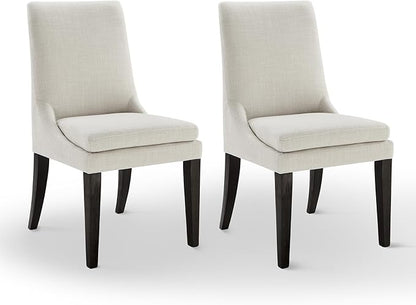KISLOT Upholstered Dining Chairs Modern Sidechair Performance Fabric High Back Armlesschair for Diningroom Kitchen,Cream,Set of 2(1 Box)