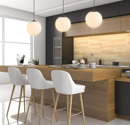 JONATHAN Y 7.75" White/Oil Rubbed Bronze Modern Globe LED Pendant Light, Industrial Hanging Ceiling Lamp for Kitchen Island, White Glass Globe Shade, LED Bulb Included (JYL9528B)