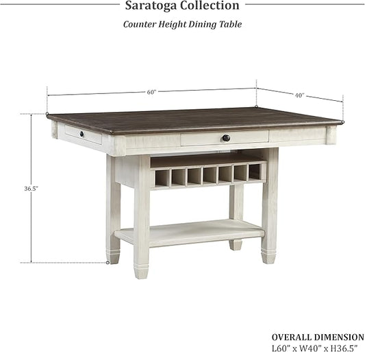 Lexicon Saratoga 5-Piece Counter Height Dining Set, Rosy Brown/Antique White