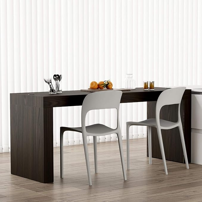 Mobili Fiver, Evolution Dining Table with Two Legs and Wirelss Charger 70.9 x 23.6 in, Dark Walnut, Made in Italy