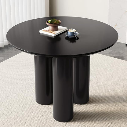 Miuuod 39.37in Round Dining Table for 4-6 People,Single Kitchen & Dining Room Table,Sofa Table with Stable Leg Base,Large Center Coffee Desk for Living Room Black