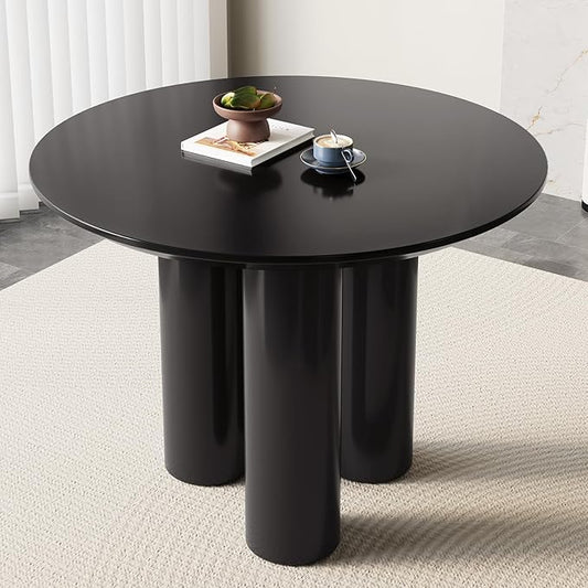 Miuuod 39.37in Round Dining Table for 4-6 People,Single Kitchen & Dining Room Table,Sofa Table with Stable Leg Base,Large Center Coffee Desk for Living Room Black