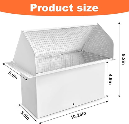 10 Inch Wall Vent Cap for Microwave Kitchen Range Hood Kitchen Vent Wall Cap Exhaust Vent Cover for 3-1/4" x 10" Ductwith Damper and Screen for Range Hood Kitchen Microwave Bath, White