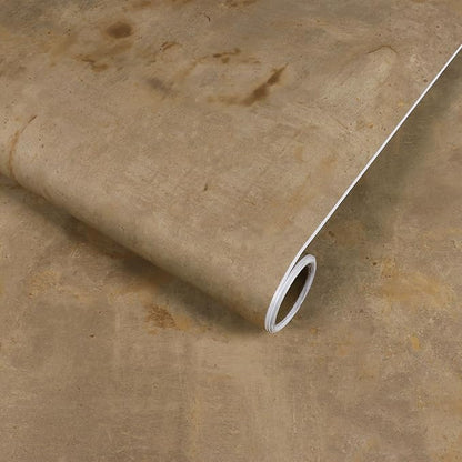 VaryStyle 15.7"x393" Luxury Brown Concrete Wallpaper Peel and Stick Thick Industrial Concrete Contact Paper for Walls Vinyl Roll Removable Waterproof Faux Cement Wallpaper for Bathroom Living Room