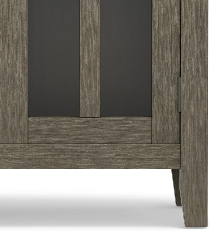 SIMPLIHOME Artisan SOLID WOOD 30 Inch Wide Contemporary Low Storage Cabinet in Farmhouse Grey, For the Living Room, Entryway and Family Room