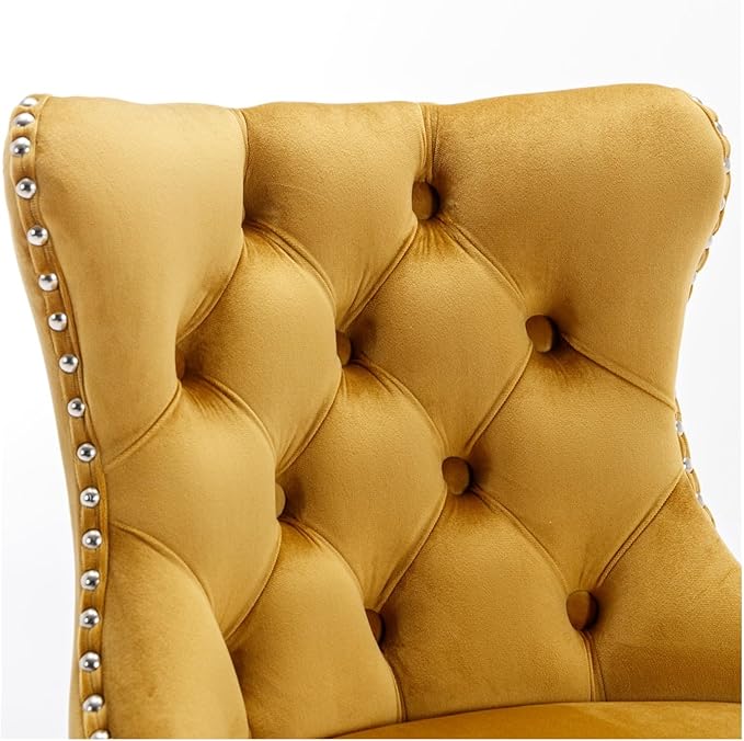 Swivel Velvet Barstools Adjusatble Seat Height from 25-33 Inch, Modern Upholstered Chrome Base Bar Stools with Backs Comfortable Tufted for Home Pub and Kitchen Island（Gold,Set of 2）