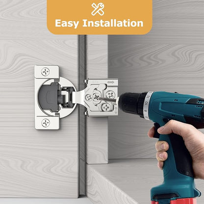 Furniware 30 Pieces 1/2 inch Overlay Soft Close Cabinet Hinges for Face Frame Cabinet, Stainless Steel, 105° Opening Angle, Concealed Self Closing Door Hinges- 3 Way Adjustment