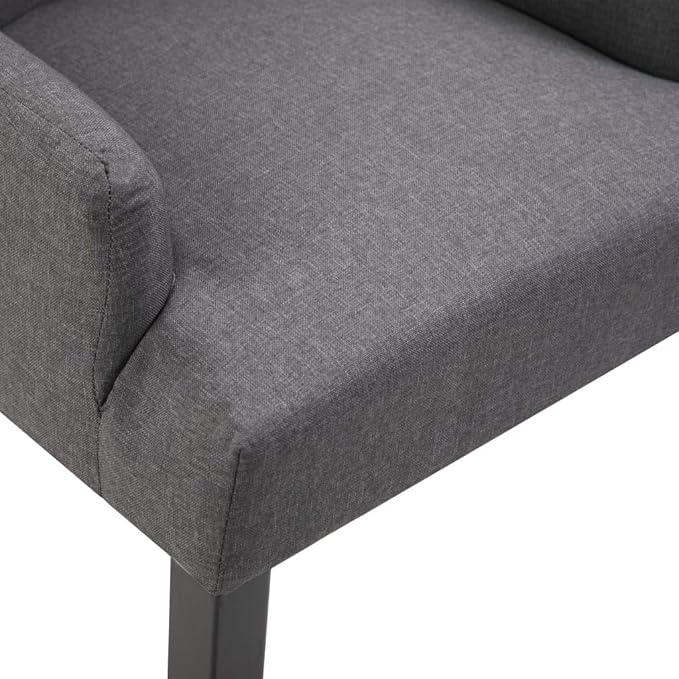 Set of 2 Dark Grey Modern Farmhouse Dining Chairs with Ergonomic Oak Frame 22x21x42 in, Comfy Upholstered Accent Seating for Kitchen Dining Room Living Room