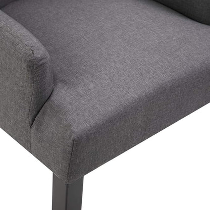 4-Piece Dark Gray Fabric Dining Chairs with Armrests, Modern Farmhouse Kitchen Chairs Set with Soft Upholstery and Sturdy Oak Wood Legs for Dining Room Furniture