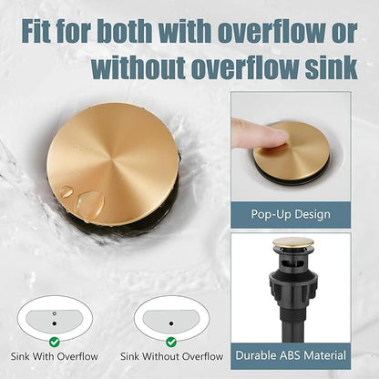 Aolemi 4 Inch Centerset Bathroom Sink Faucet Vintage 2 Cross Handle RV Mixer Tap Basin Vanity Lavatory Utility for Sink 3 Hole Include Hoses Pop Up Drain Faucet Handle Without Label Antique Brass