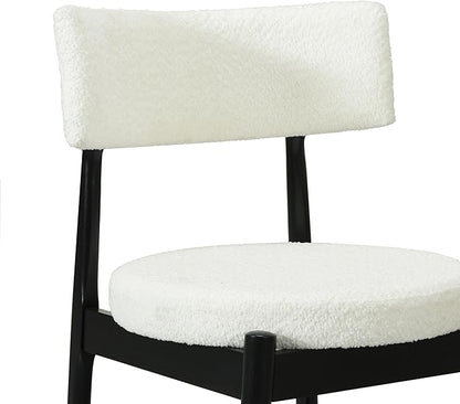 Modern Dining Chairs,Mid Century Counter Stool Set of 2 - Sturdy Rubber Wood Frame with Comfortable Fabric Cushion,Simple & Natural,Offering & Stylish for Kitchen Island, Room and Bedroom,BeigeBlack-B