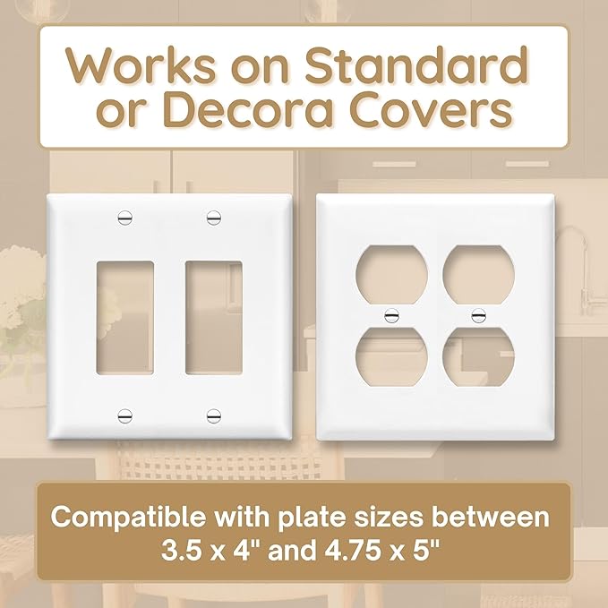 Power Perch Double Wall Outlet Shelf with Cord Storage Strap - Declutter & Reclaim Bedroom Counter Space - Echo Dot Stand, Apple Homepod Shelf, Toothbrush Holder for Bathroom - White, 1-Pack