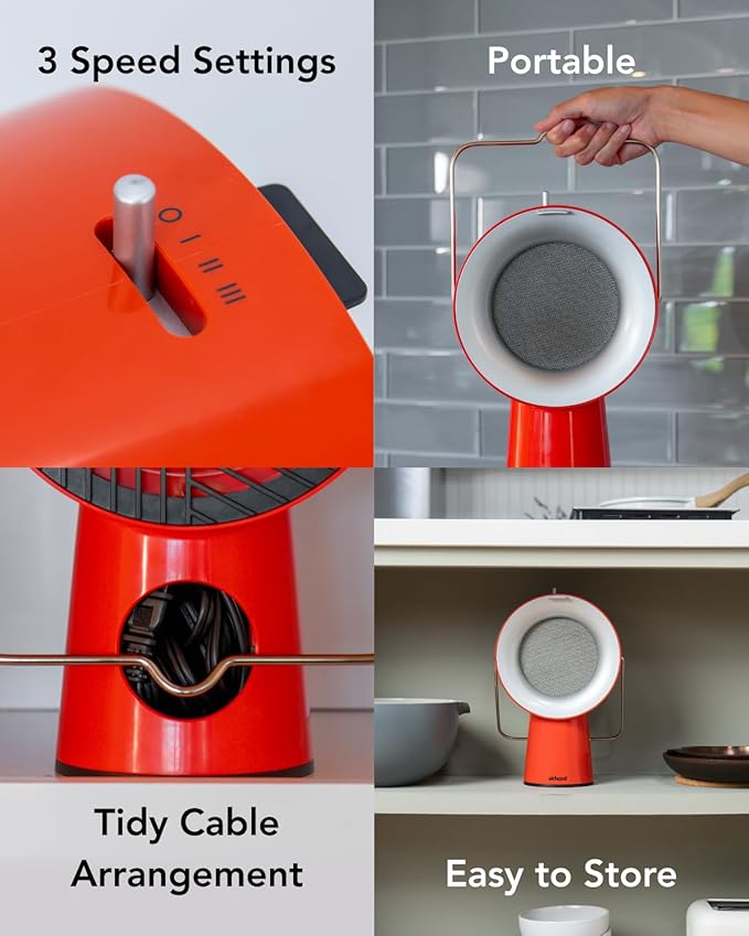 AirHood Wired Range Hood | Portable Kitchen Exhaust Fan with 2 Activated Charcoal Air Filter & Stainless-steel Oil Filter | Easy to Clean - Ideal for Indoor Cooktop Use (Cadmium Orange)