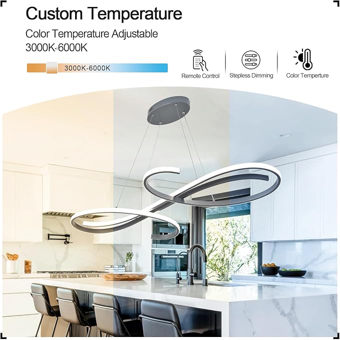 Modern Led Pendant Light,Dimmable Led Pendant Lights Kitchen Island Lighting Color Temperature 3000K-4000K-5000K Creative Design Kitchen Light Fixture Adjustable Hanging Lamps