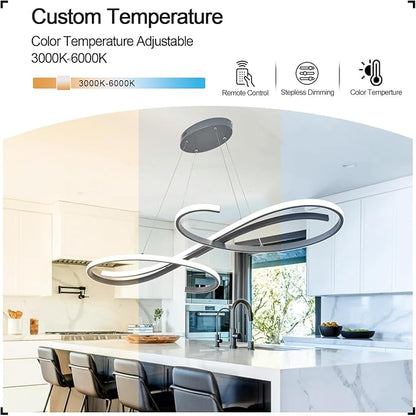 Modern Led Pendant Light,Dimmable Led Pendant Lights Kitchen Island Lighting Color Temperature 3000K-4000K-5000K Creative Design Kitchen Light Fixture Adjustable Hanging Lamps