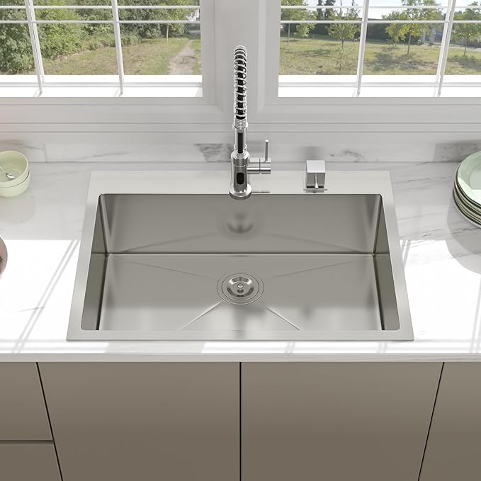 30 Drop In Kitchen Sink - Beslend 30x22 Inch Kitchen Sink Drop In Stainless Steel Sinks Topmount 16 Gauge 9" Deep Single Bowl Above Counter Sinks Dish Basin, Sink Only