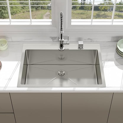 30 Drop In Kitchen Sink - Beslend 30x22 Inch Kitchen Sink Drop In Stainless Steel Sinks Topmount 16 Gauge 9" Deep Single Bowl Above Counter Sinks Dish Basin, Sink Only