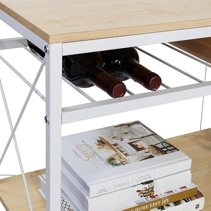 Honey-Can-Do Rolling Kitchen Island, White/Oak SHF-09512 White
