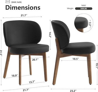 YOUNIKE Dining Chair with High Back Set of 8 Mid Century Modern Kitchen Chair Faux Leather Upholstered Armless Chair 20" Wide Padded Seat with Wooden Legs for Kitchen Dining Living Room Bedroom Black