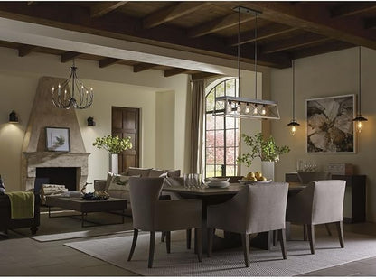 Progress Lighting Briarwood Collection 5-Light Dining Room Light Fixture, Farmhouse Style Modern Chandelier for Kitchen and Dining Room, 38" by 9", Graphite