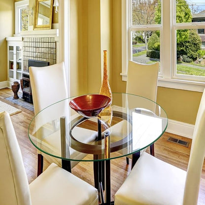 Dulles Glass 36 inch Round Glass Table Top - Tempered - 1/4" Thick Glass Surface, Safe Flat Polished, Multipurpose for Dining Table, Patio, Coffee and End Table