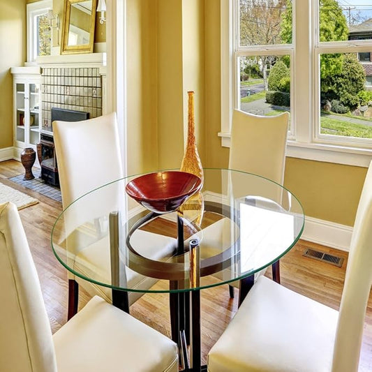 Dulles Glass 39 inch Round Glass Table Top - Tempered - 1/4" Thick Glass Surface, Safe Flat Polished, Multipurpose for Dining Table, Patio, Coffee and End Table