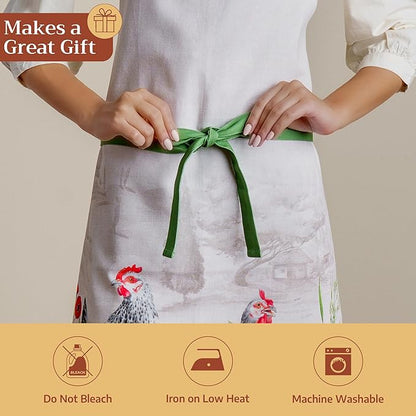 Maison d' Hermine 100% Cotton Apron for women with Pocket Kitchen Chef Apron for Men Cooking Mothers Day Gifts