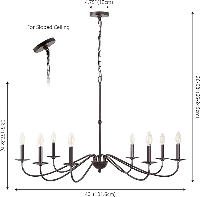 JONATHAN Y 40" Oil Rubbed Bronze 8-Light Bohemian Farmhouse Iron Chandelier, Rustic Candle-Style LED Hanging Light for Dining Room Kitchen Island Entryway Foyer (JYL7914A)
