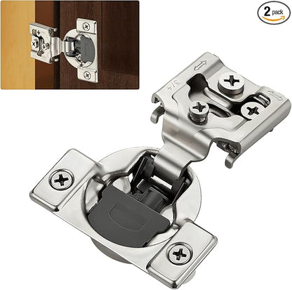 Home Expert 2 Pack (1 Pairs) 3/4" Overlay Soft Close Cabinet Hinges, Satin Nickel Stainless Steel Concealed Hinges with 3D Self-Closing for Face Frame Doors & Kitchens