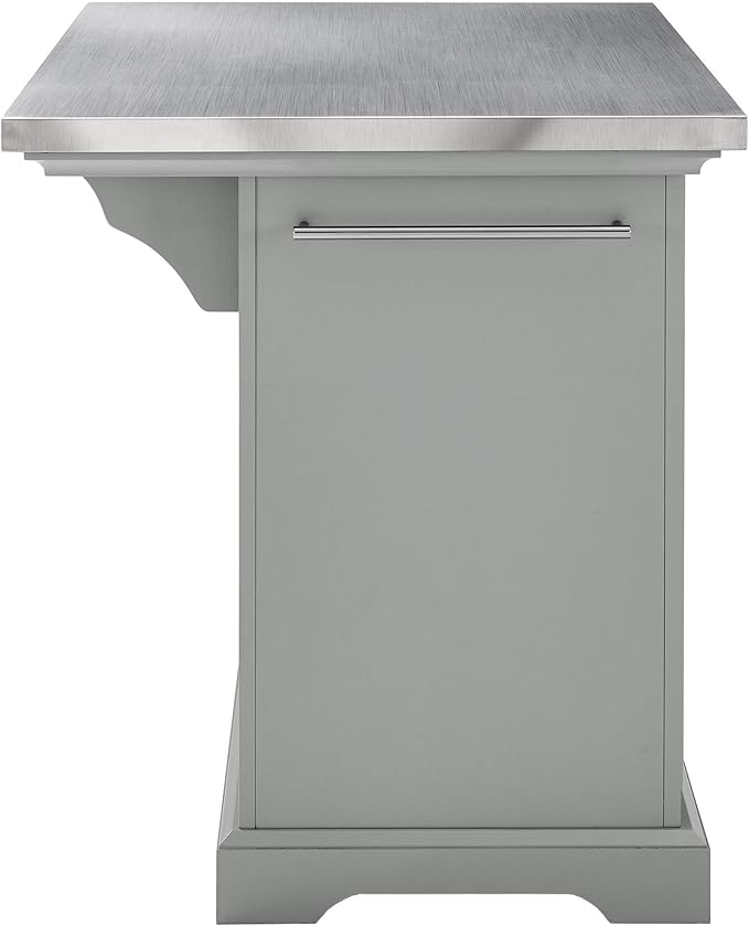 Crosley Furniture Julia Stainless Steel Top Kitchen Island with Storage Drawers, Shelves, and Spice Rack, Gray