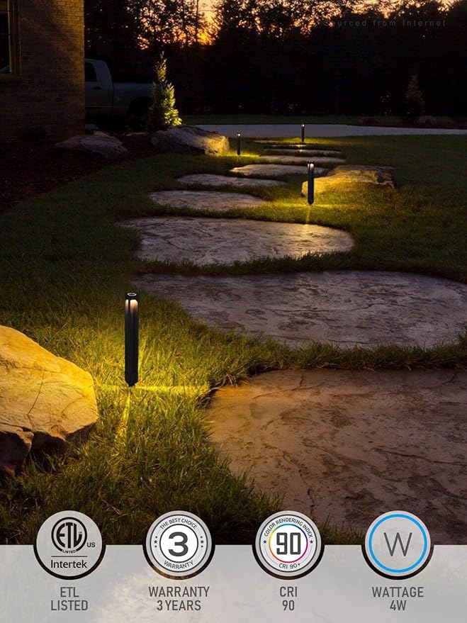 LEONLITE Low Voltage Pathway Lights, 4W Unique Lighting Effects Landscape Lights, Outdoor Landscape Lighting for Driveway, Garden, 12V, ETL, Waterproof, Aluminum, 3000K Warm White, Black, Pack of 6
