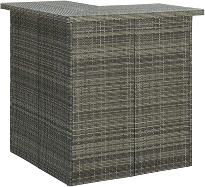 Gray Corner Bar Table with Storage Shelves, Rectangular Modern Design for Small Spaces, Indoor and Outdoor Use in Dining Room Kitchen Patio