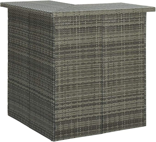 Gray Corner Bar Table with Storage Shelves, Rectangular Modern Design for Small Spaces, Indoor and Outdoor Use in Dining Room Kitchen Patio
