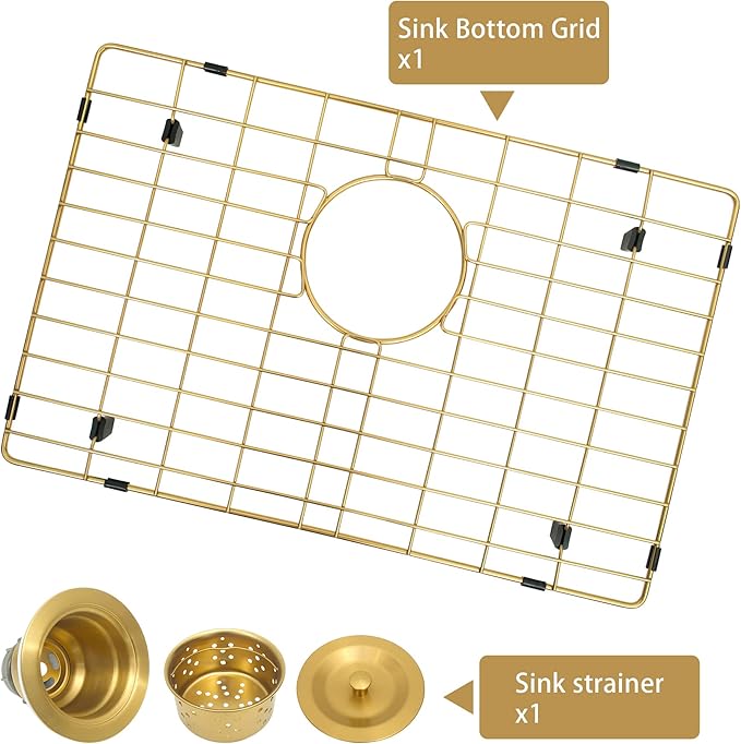 MILOSEN Gold RV Kitchen Sink, Stainless Steel Farmhouse Apronfront Kitchen Sinks, 23×16 inch Undermount RV Sink, Small Single bowl Laundry Apron Sink, 7 inch Depth Outdoor Camper Sinks