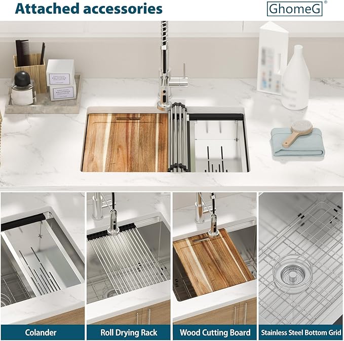 24 Laundry Sink Undermount - 24x18x12 Inch Laundry Utility Sink 12 Inch Extra Deep Single Bowl 16 Gauge Stainless Steel Kitchen Sinks Utility Room Sinks Workstation Basin