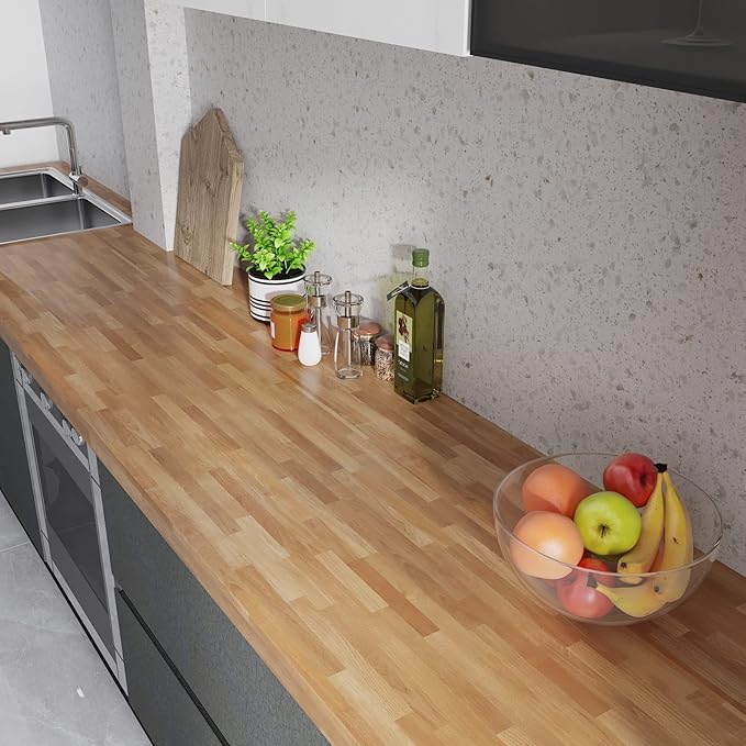 CRE8TIVE Brown Butcher Block Contact Paper Peel and Stick Shiplap Wallpaper Wood 24"x118" Self Adhesive Removable Faux Wood Vinyl Wrap Wood Grain Contact Paper for Countertops Kitchen Cabinets Table