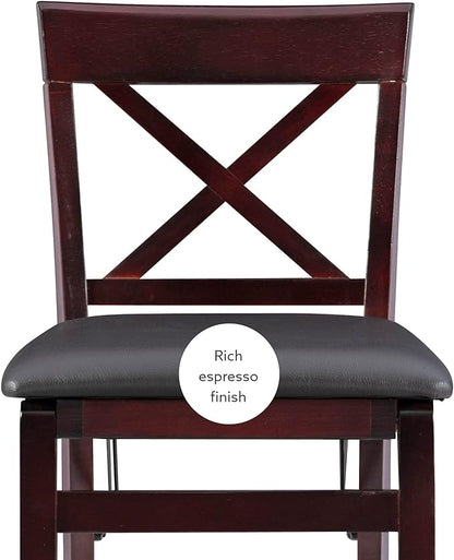 Linon Triena X Back Folding Counter Stool, Brown