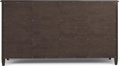 SIMPLIHOME Connaught Buffet - 67 inch Wide Solid Wood 4 Door Sideboard Cabinet in Dark Chestnut Brown, Traditional Dining Room Storage for Kitchen or Living Room with 2 Drawers and Adjustable Shelves