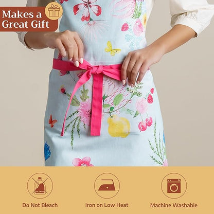 Maison d' Hermine 100% Cotton Apron for women with Pocket Kitchen Chef Apron for Men Cooking Mothers Day Gifts