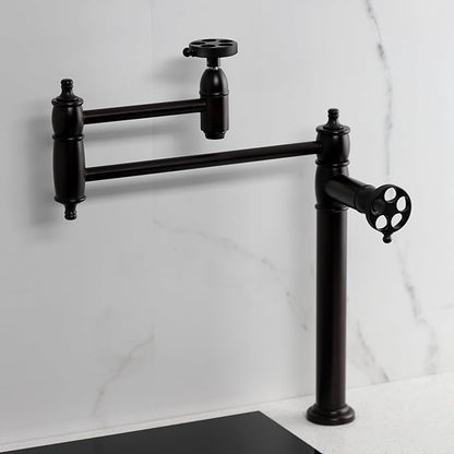 Kingston Brass KS3705RKZ Wendell Two-Handle 1-Hole Deck Mount Pot Filler Faucet with Knurled Handle in Oil Rubbed Bronze